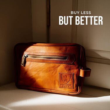 Шкіряна косметичка для подорожей Berliner Bags Vintage Paul, універсальна сумка для аксесуарів (2 відділення), коричнева
