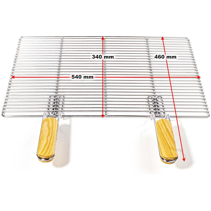 Решітка для гриля BBQ, 54x34 см, з нержавіючої сталі, з ручками, для газових та купольних грилів