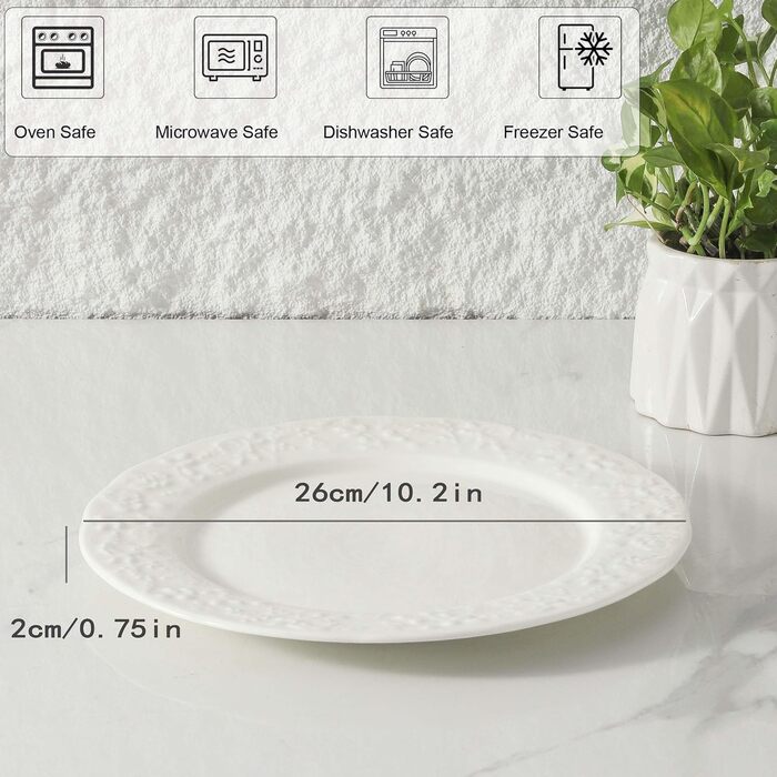 Набір сервірувальних тарілок UIBFCWN, 8 штук, порцеляна, 25,4 x 15,2 см, білі, для десерту, суші, закусок, тортів, салатів