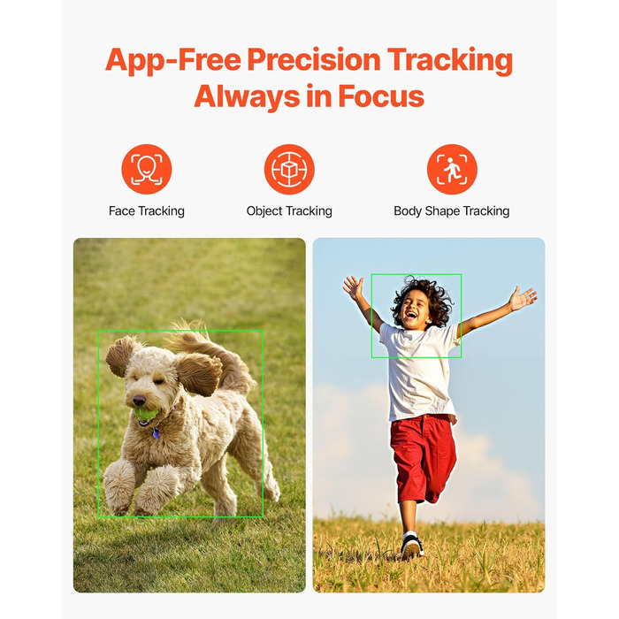 Стабілізатор для смартфона VEVOR з 3-осьовою стабілізацією, трекінг облич/об'єктів, штатив, портативний та складаний, для відеозйомки, DC 3.5–4.2V (без підсвічування, AI-трекінг)