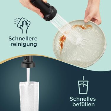 Змішувач для кухні FORIOUS висувний з душем, одноleverний, чорний мат, 360° обертання