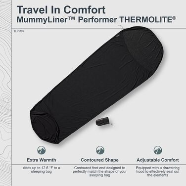 Спальний мішок-вкладиш Cocoon MummyLiner Thermolite Performer – легкий термоізоляційний вкладиш для спальника, термоматеріал Thermolite, для туризму та походів