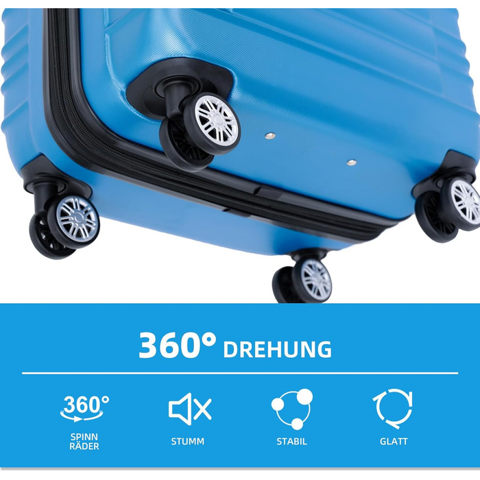 Набір валіз Beibye з жорстким корпусом (Турквіс) – валіза-тролей, валіза-роллік, для подорожей, з подвійними колесами