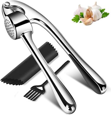 Пресс для часнику з зручною ручкою, 3 частини - сріблястий Garlic press