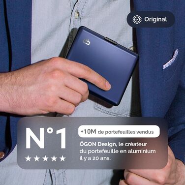 Гаманець ÖGON DESIGNS Smart Case Big Stockholm з алюмінію, велика місткість, RFID захист, Navy Blue