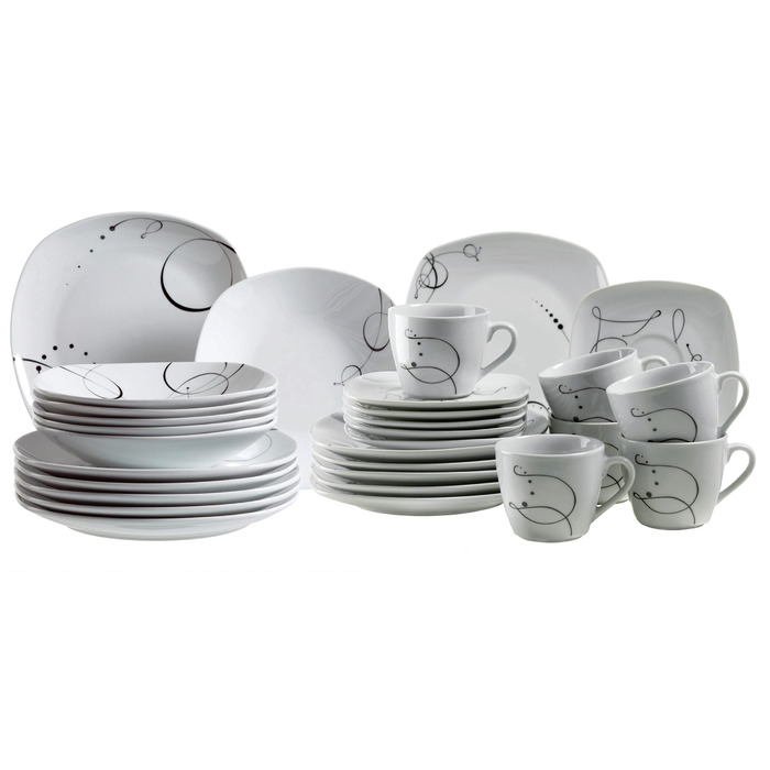 Набір посуду Maser Serie Chanson, 30 предметів, порцеляна, для 6 осіб, білий