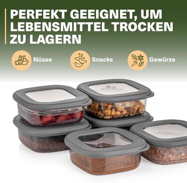 Набір контейнерів для зберігання продуктів 12 шт. 250 мл, сірі, BPA-Free, для кухні