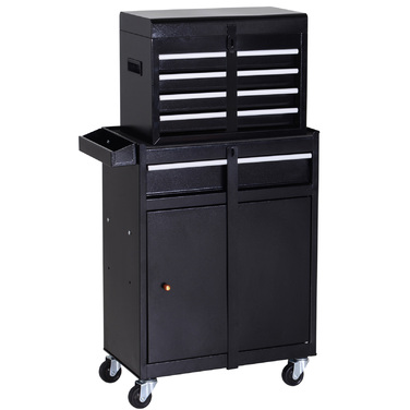 DURHAND Tool Trolley with 5 Drawers and 360° Wheels, Metal, 52.5x28x104.5cm, Mobile & Space-Saving for Workshop