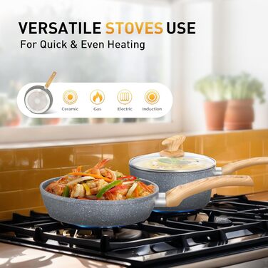 Набір посуду DishDelight з гранітним покриттям для індукційних плит (12 предметів)