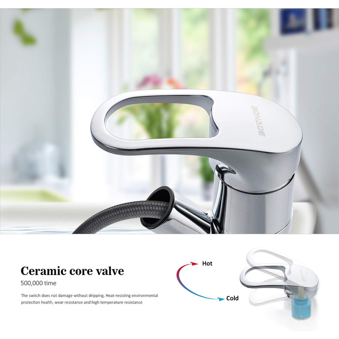 Змішувач кухонний висувний BONADE з подвійною виливом, поворотний на 360°, для кухні, з однією ручкою, хром