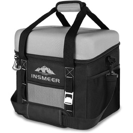 INSMEER Холодильна сумка велика 36L, 50 банок, складана, з жорстким EVA-кришкою, водонепроникна, ізольована сумка-холодильник для пікніка, кемпінгу, пляжу