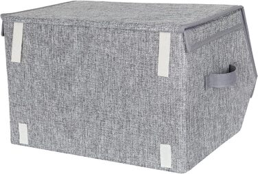 SONGMICS Storage Box, 2-Piece Set, Folding Box, Stackable Fabric Box with Magnetic Flip Lid, Metal Frame, 38 x 26.5/35 x 25, Grey-Beige RLB02GY