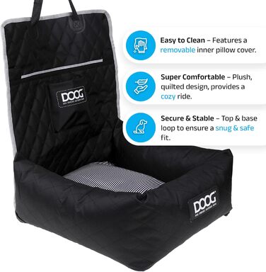 Автокрісло для собак DOOG, до 13,6 кг: комфортне та безпечне автопутешествие | Легко встановлюється та чиститься | Зменшує нудоту в дорозі