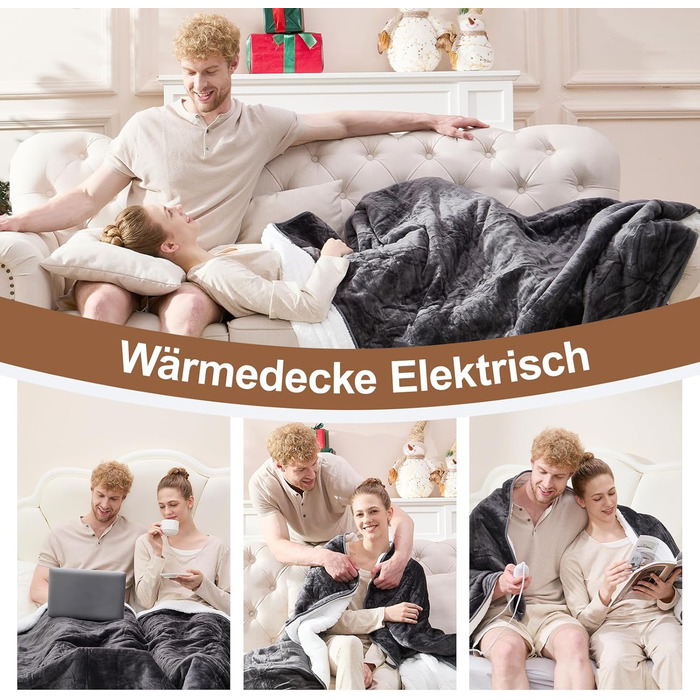 Електрична ковдра Cozysoon з 4 рівнями нагріву та таймером, 180x130 см, з автовимкненням, пральна машина