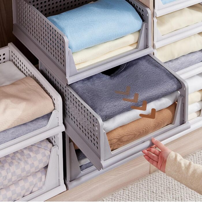 Closet Organizer 3-Piece Set, Foldable Storage Box, Organization System for Drawers, Lockers, and Closets (White) (Gray-2)