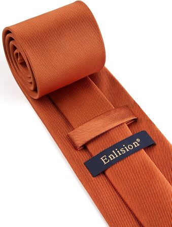 Краватка та нагрудна хустинка Enlision Solide для чоловіків, однотонні, різні кольори (L- Gebranntes Orange)