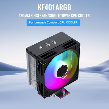 Система охолодження CPU TZMRIT KF401 DGT з дисплеєм, 12 см, 1600 RPM, 4-pin PWM вентилятор для Intel LGA 1700/1200/115X/1851 та AM4/AM5