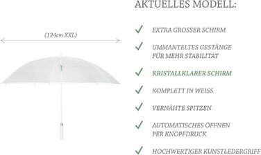Montagsliebe Transparent Wedding Umbrella - Large 124cm Clear Parasol for Couples