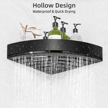 Поличка для душу без свердління, кутова, з нержавіючої сталі, з алюмінію, чорна - 2 шт.