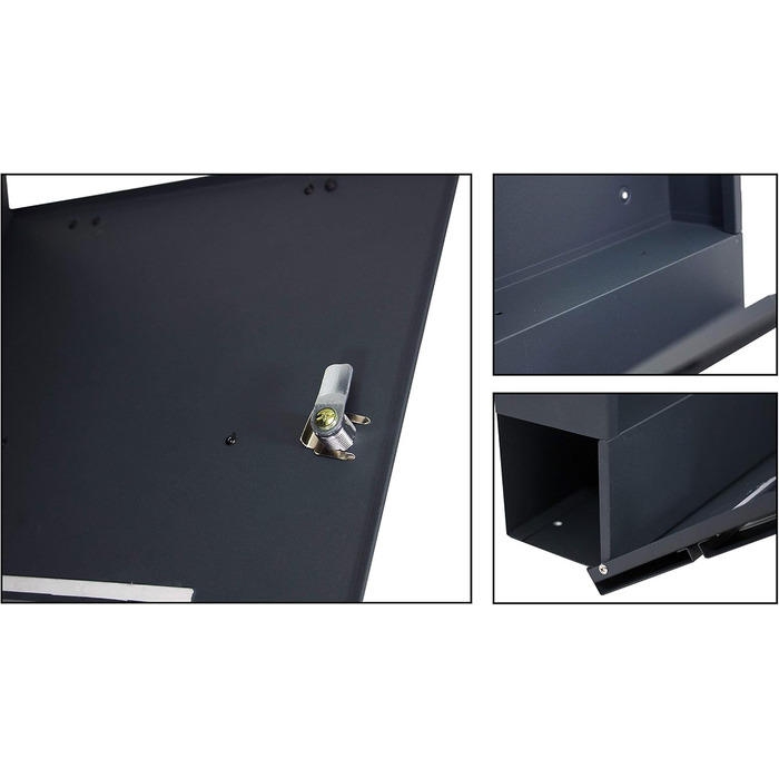 Поштовий ящик настінний дизайнерський антрацит RAL 7016 з газетницею, захищений від погодних умов, порошкове покриття