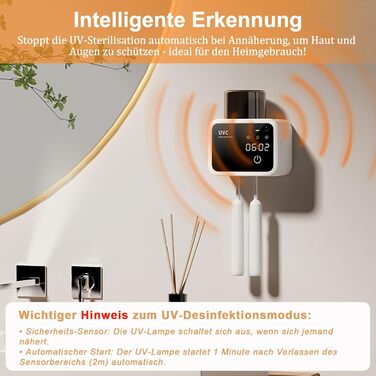 Утримувач для зубних щіток Maxspace з UV-стерилізатором, сушкою та таймером (білий)