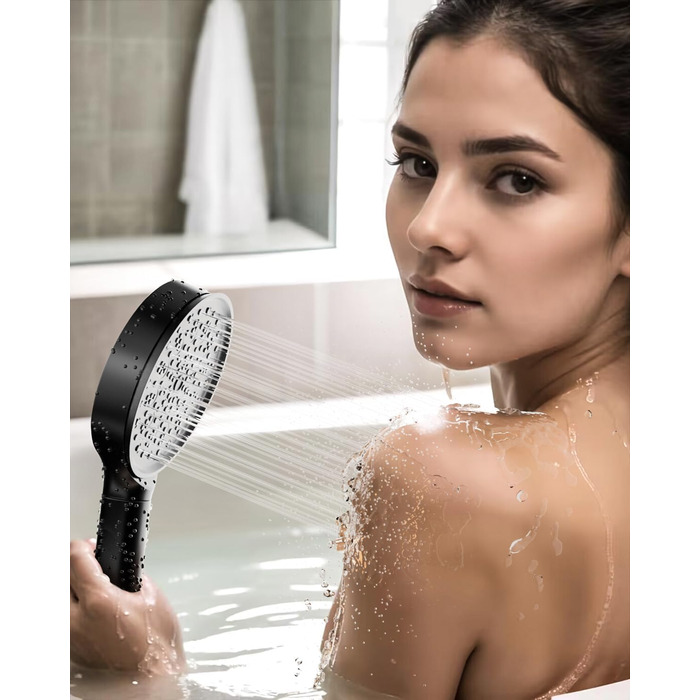 Cobbe Shower Head with Filter, High-Pressure Handheld Shower with Hose, 6 Spray Patterns Water-Saving Shower Head with 20-Layer Filtration, Showerhead for Hard Water, Residual Chlorine, Bacteria, and Heavy Metals (Blackx)