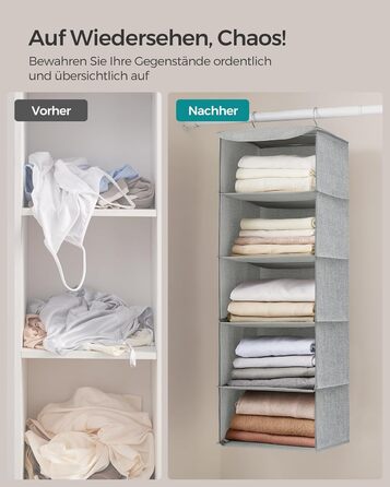 Органайзер для шафи SONGMICS, вішалка для одягу, полиця-органайзер, сіра, 2 шт.