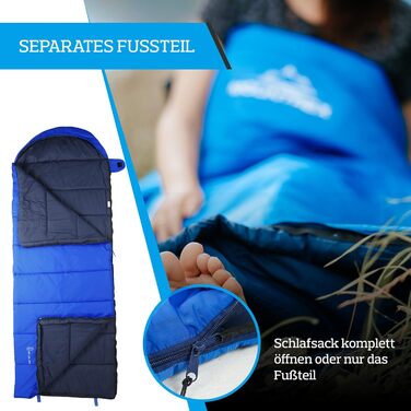 Mountrex 3-Season Sleeping Bag for Camping & Outdoor - Lightweight, Warm & Comfortable Sleeping Bag (205 x 75cm) - Adult, Unisex, Couplable Zipper - Blue