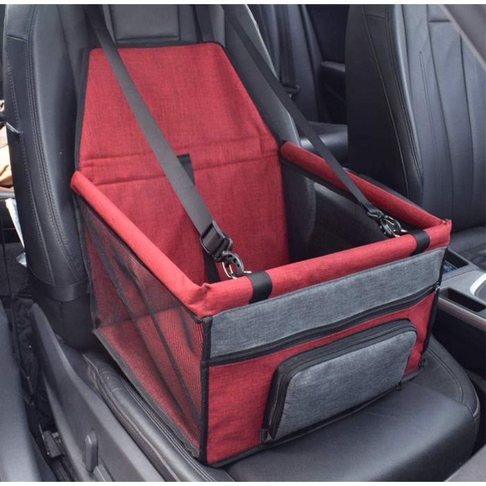 Автокрісло для собак та котів Haustier: дихаючий, водонепроникний чохол з лінійкою безпеки, для маленьких цуценят, авто-захист, переноска (червоний)