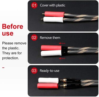 Акустичні кабелі SKW для колонок Hi-Fi, пара (2 шт.), 1.5м, з позолоченими роз'ємами-бананами та нейлоновим обплетенням, High-end якість