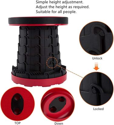 Складаний стілець JUVEL Upgraded - портативний, телескопічний, до 180 кг, регульована висота 6.5-45 см, легкий, для дому та відпочинку на природі (Блакитний)