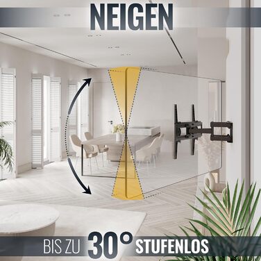 Кріплення для телевізора RICOO S6244: поворотне, настінне, для телевізорів 32-55 дюймів, до 45 кг, VESA 400x400, сумісне з OLED, Smart, Curved