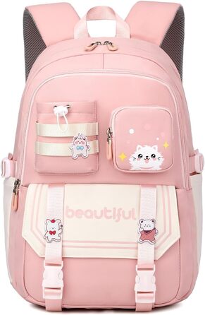 Дитячий рюкзак IvyH для дівчаток – велика місткість, водонепроникний, ідеальний для школи (2-6 клас), рожевий