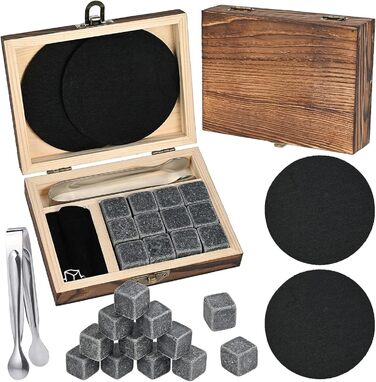 Набір віскі GOLDGE 16 шт: камені для віскі, стакани, кліпси для льоду, підставки