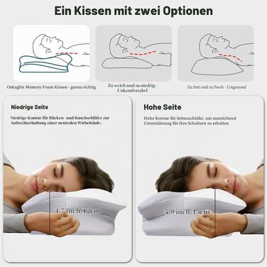 Ортопедична подушка для шиї 2-в-1 з ефектом пам'яті (Memory Foam), з регулюванням висоти