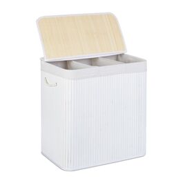 Relaxdays Bamboo Laundry Basket with 3 Compartments