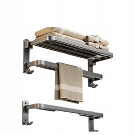 Набір для ванної кімнати: рушник і полиця без свердління, графітовий колір — комплект із 2 предметів B