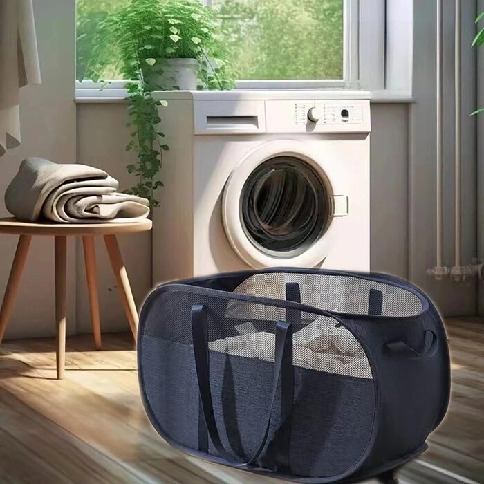 Складаний кошик для білизни з дихаючої сітки, компактний, для пральні та подорожей, сірий