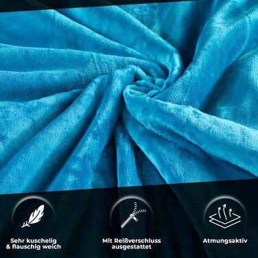 DreamHome Зимова двостороння плюшева постільна білизна 135x200 Nicky-Teddy Cashmere Touch Coral Fleece ковдра + наволочка 80x80, колір: (Petrol-cremeweiß)