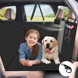 Waterproof Car Seat Cover for Dogs with Wood Board & Seat Belts - XXL Black