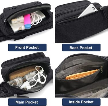 Чоловіча та жіноча поясна сумка на пояс, водонепроникна, з тримачем для пляшки, для туризму, прогулянок з собакою, активного відпочинку (Чорний)