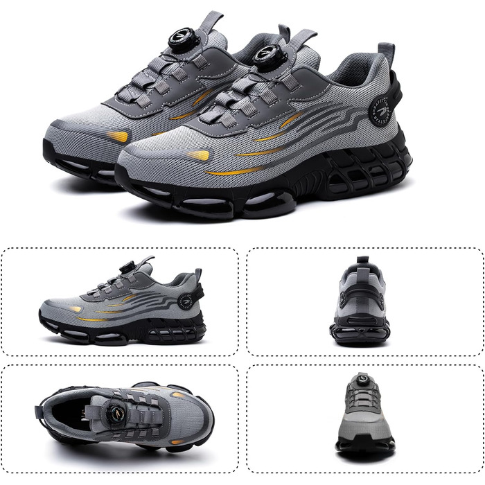 Черевики безпеки для чоловіків та жінок. Спортивні, дихаючі, з металевим підноском, антиковзаючі. Розміри 36-46 EU, колір сірий.