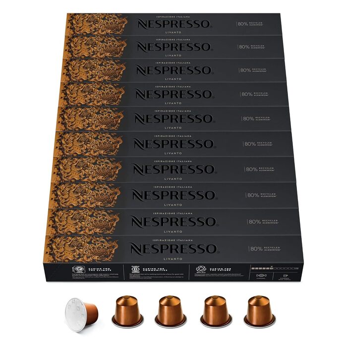Кава Nespresso Original Livanto, середнього обсмаження, 100 капсул