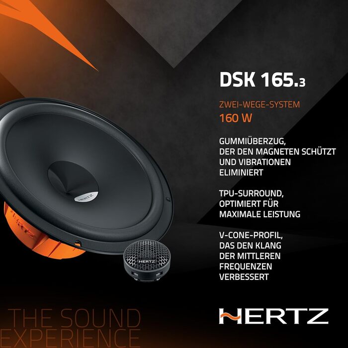 Акустична система Hertz DSK 165.3 2-смугова, 165 мм сабвуфер і 24 мм твітер, висока якість звуку, легкий монтаж