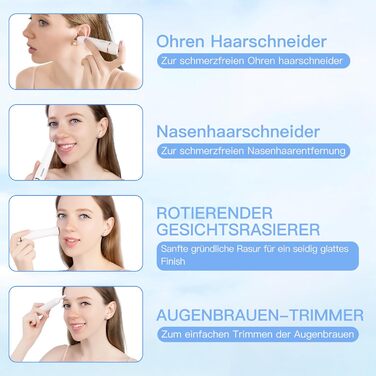 Електричний триммер для волосся на обличчі 3-в-1 для жінок. Триммер для брів, обличчя, тіла. Бездротовий, водонепроникний. Білий