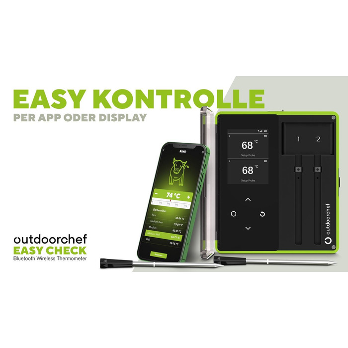 Термометр для гриля Outdoorchef Easy Check Bluetooth - бездротовий, двозонний