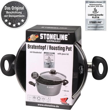 Каструля STONELINE з антипригарним покриттям з гранітними частинками, 24 см, 4.5 л, для всіх типів плит, включаючи індукцію та духовку, сірий колір