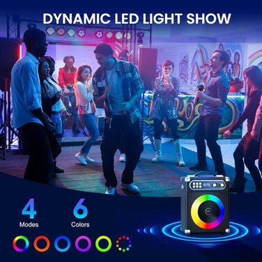 Портативна караоке-система: 20W PA-система з 2 бездротовими мікрофонами UHF та акумуляторами, для дому