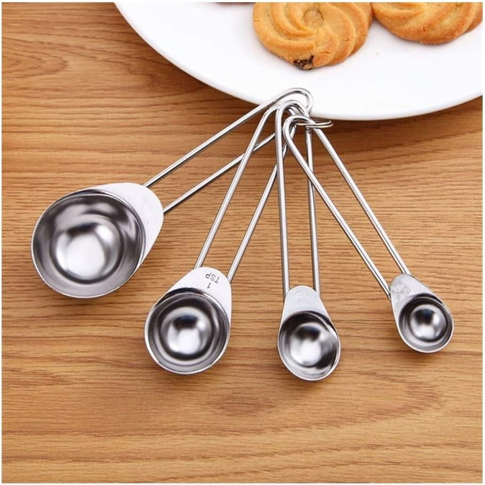 Stainless steel measuring cups, kitchen scale, measuring spoons, baking scoop, cooking utensils, teaspoons, sugar, coffee, measuring tool set, accurate measurement