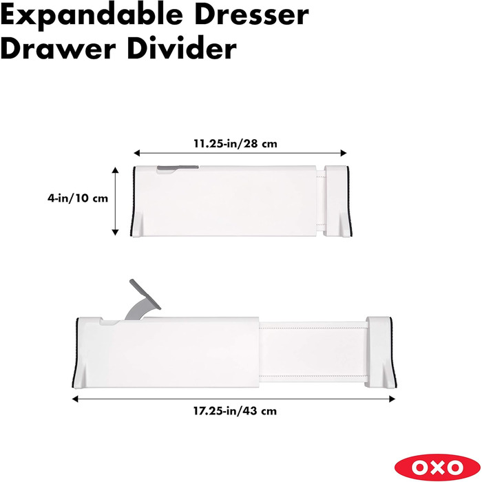 OXO Expandable Drawer Divider, Plastic, White
